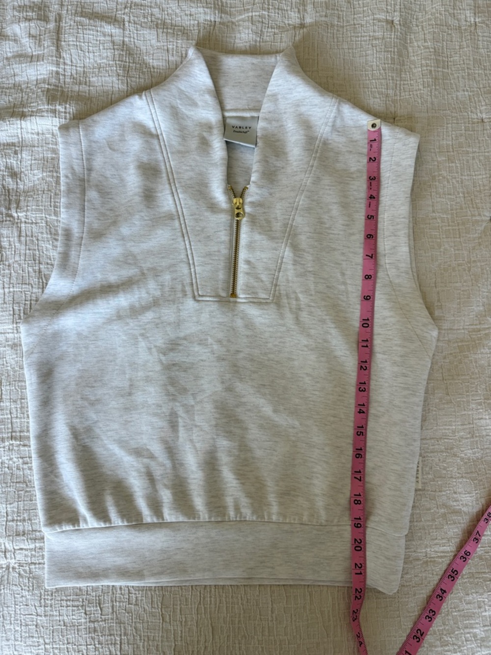 Varley Loretta Cream Sleeveless Half-Zip Pullover with Gold Hardware - Picture 5 of 8
